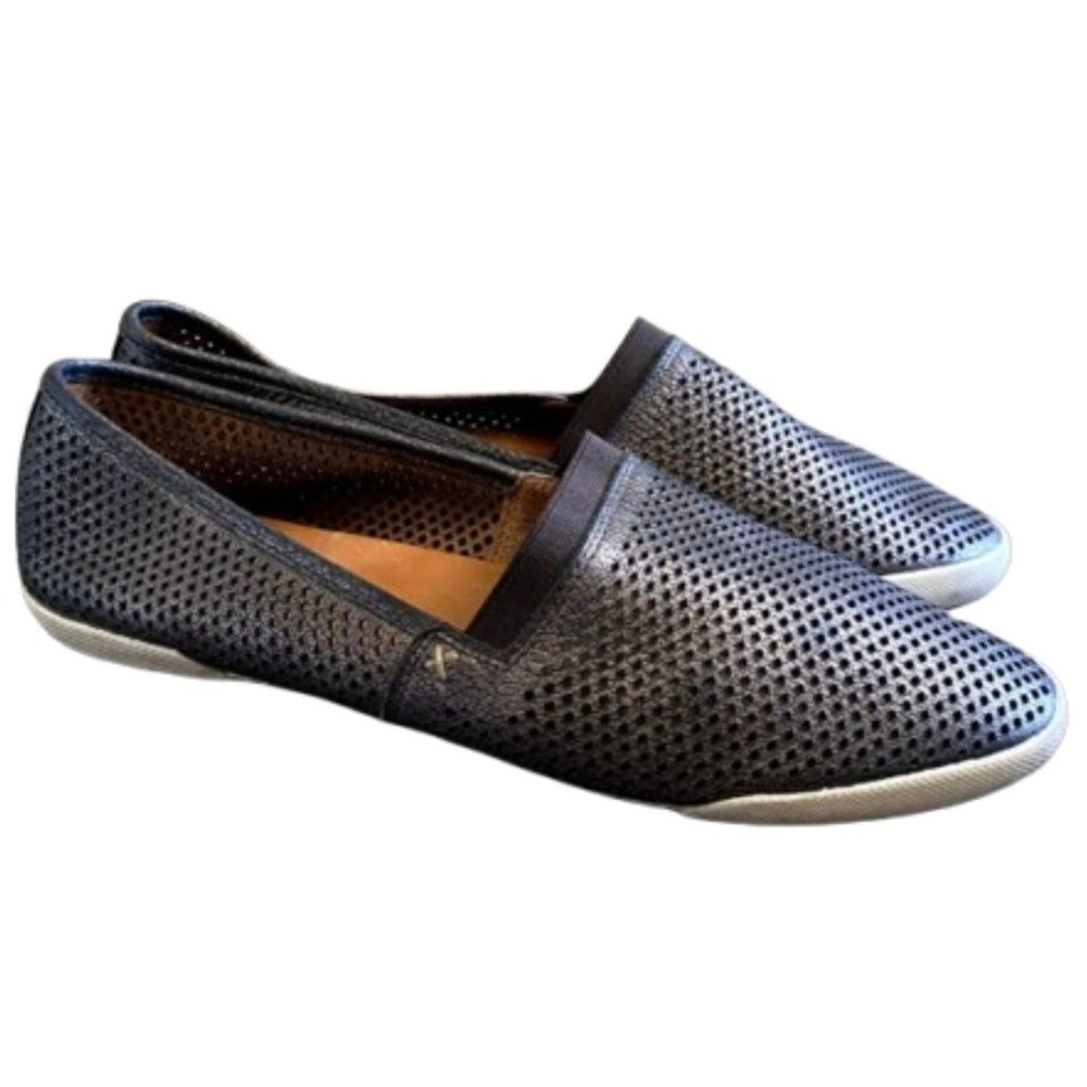 Frye Melanie Slip On Shoes Pewter Metallic Perforated Leather Flats Size 10M